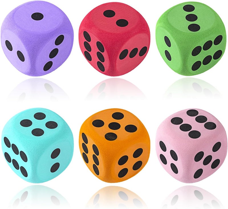 Yowget 6Pcs EVA Foam Dice,3.15" Large Dice Educational Toy,Blank Slate Board Game to Get Your Lucky Numbers for Parties and Gifts - Image 1